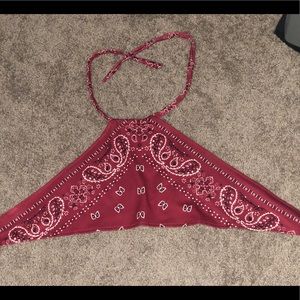 Red cropped bandana top
